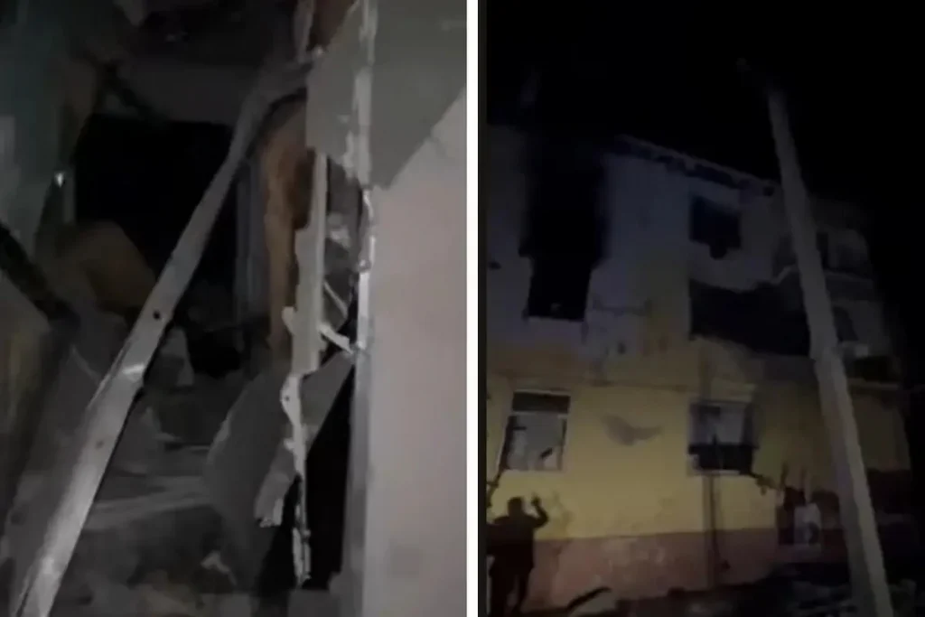 үш қабатты ғимараттың жартысы опырылып кеткен (ВИДЕО)