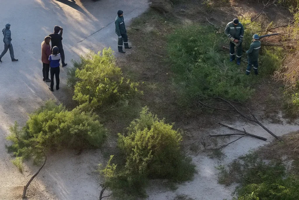 Ақтау тұрғындары балалар алаңы үшін ағаш кесуге қарсы шықты