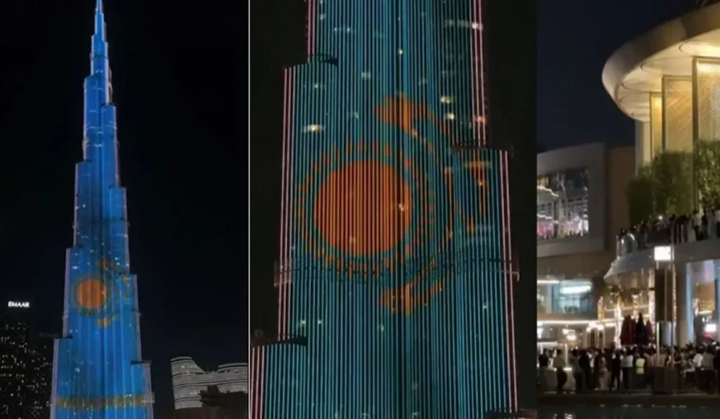 «Бурдж Халифа» Қазақстан туымен безендірілді (ВИДЕО)