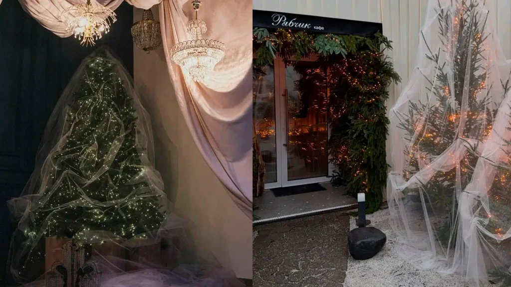 Пользователи обсуждают необычный декор новогодних елок Ёлка-невеста