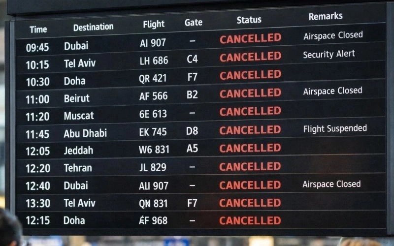 Конфликт на Ближнем Востоке вызвал масштабный сбой авиасообщения