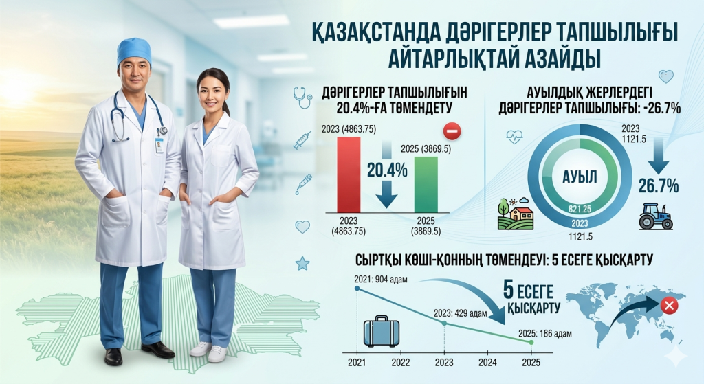 Қазақстанда дәрігерлер тапшылығы айтарлықтай азайды Дәрігерлер тапшылығы