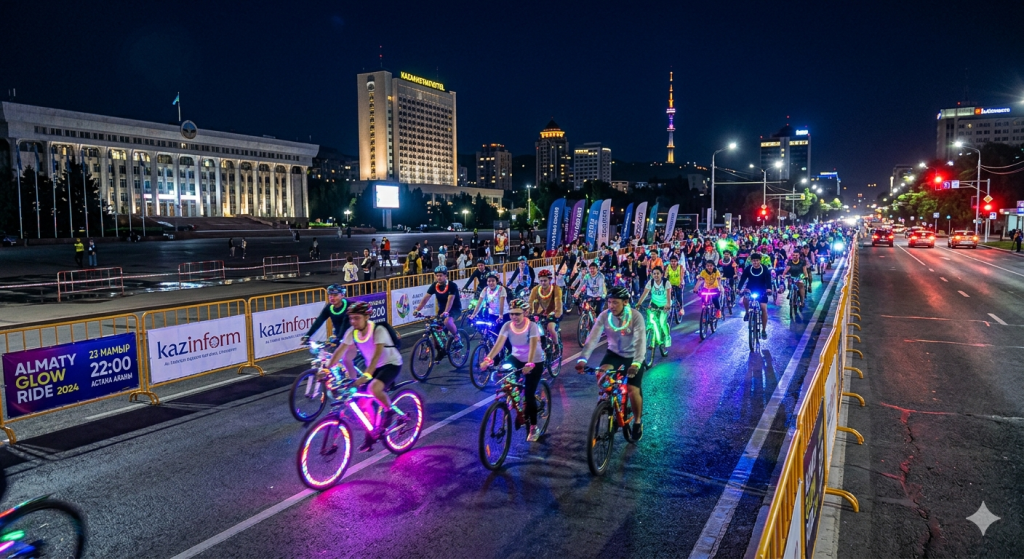 Алматыда «Almaty Glow Ride» түнгі велошеруі өтеді: Көлік қозғалысы шектеледі