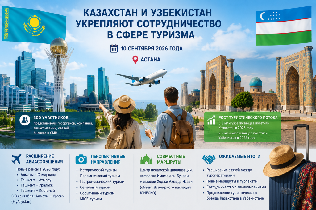 Казахстан и Узбекистан расширяют сотрудничество в сфере туризма Казахстан и узбекистан